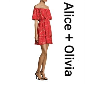 Alic + Olivia red tylie ruffle dress